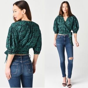 JOIE Crochet Detail Wrap Blouse Size XS